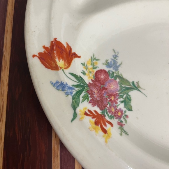 Gorgeous Vintage Restaurant 3 Section Plate Scammell Ivory Lamerton Made USA 10” - Picture 4 of 10